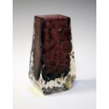 Whitefriars aubergine coloured coffin-shaped vase, 13cm high Condition: Some scratches present to