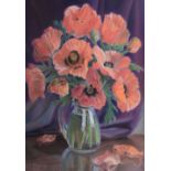 Blakey - Pastel - Still life with jug of flowers, indistinctly signed and dated 1972 lower left,