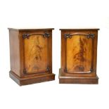 Two 19th Century mahogany pedestals, each fitted one door on plinth bases, 53cm wide x 76cm high