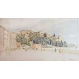 Sir Henry Rushbury - Pen & Ink & Watercolour - 'By The Tiber, Rome', signed, 23.5cm x 43cm, having