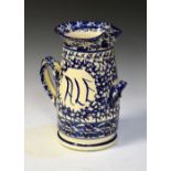 Large Eturia blue and white ale jug, marks to base, 34cm high Condition: Firing faults in places. We