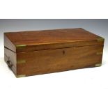 Victorian mahogany brass bound Campaign style writing box with fitted interior, 56cm wide x 28cm