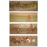 Set of four Lionel Edwards hunting prints published by Lawrence & Jellicoe Ltd - 'On The Way To