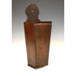 19th Century oak candle box having sliding lid, 47cm high Condition: Losses to the base, see images.
