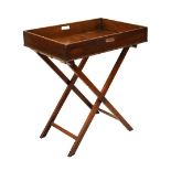 Late 19th/early 20th Century butlers mahogany tray and folding stand, 73cm wide Condition: Well