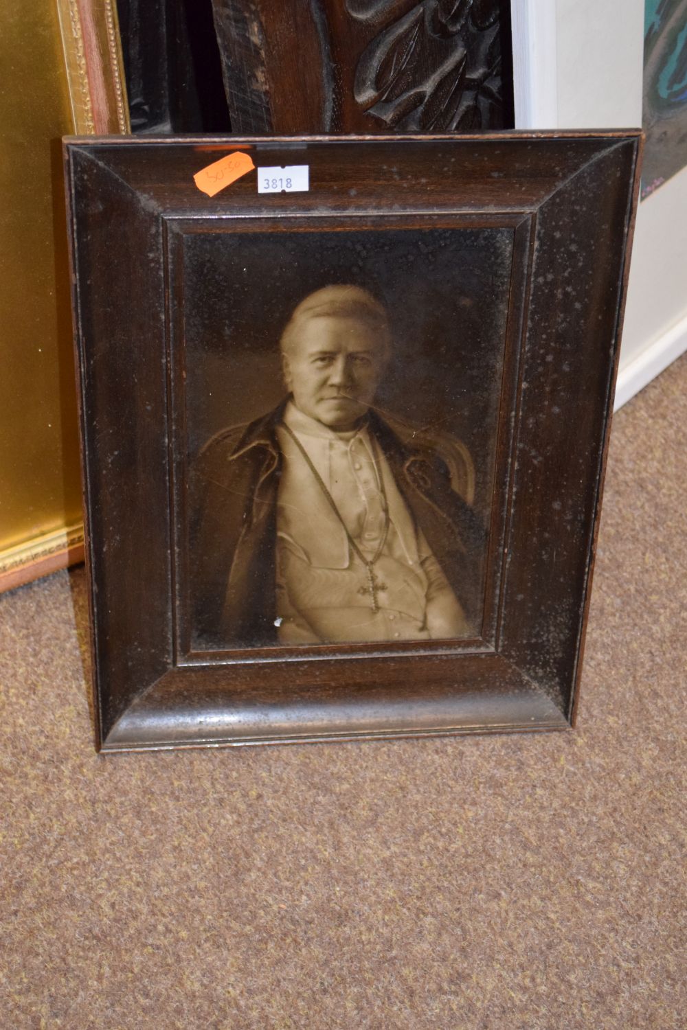 Sherwin & Cotton dust-pressed tile portrait depicting Plus X Pope, 22cm x 14cm, framed Condition: - Image 2 of 5