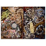 Large selection of costume jewellery to include; bead necklaces, bangles, dress watches, etc