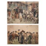 Late 19th Century Vanity Fair horseracing print, Newmarket 1885, 33.5cm x 49cm, framed and glazed,