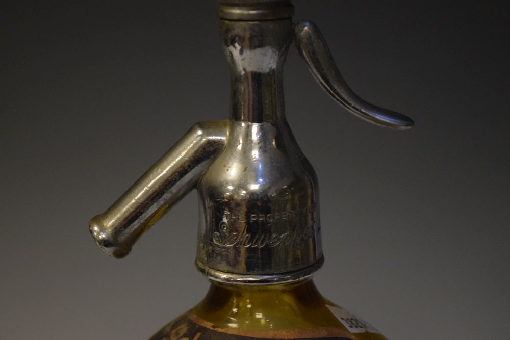 Schweppes chromium plated syphon, having acid etched motif, 31cm high, together with a bel cream - Image 6 of 9