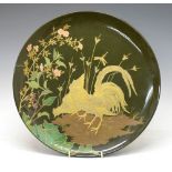 Victorian Aesthetic style pottery charger, signed Albert Hill Worcester, 39cm diameter Condition: