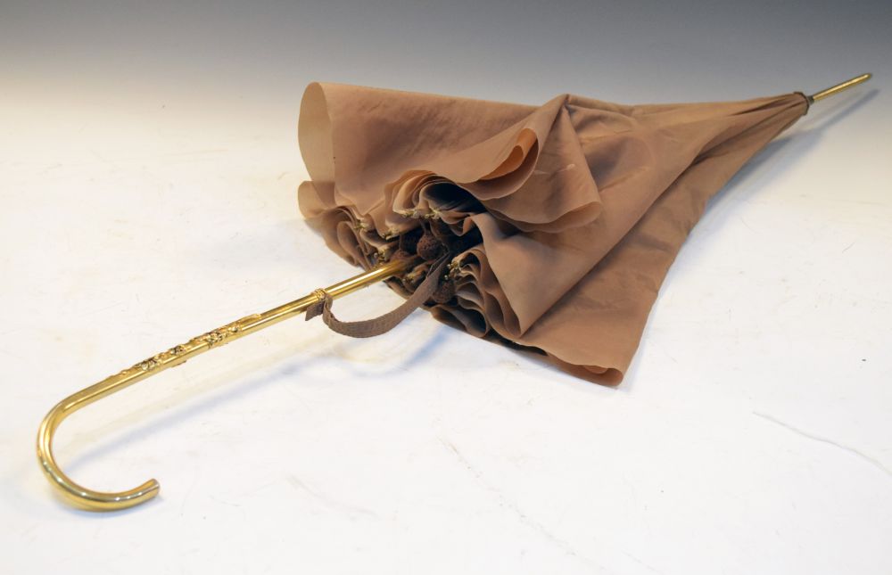 Lady's parasol with gilt metal handle Condition: Minor stains. **Due to current lockdown conditions,