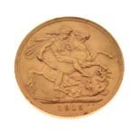 Gold Coin - George V sovereign, 1915 Condition: Some light surface wear and nicks to the edges,