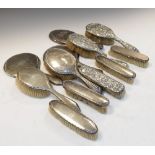Collection of various silver backed dressing table mirrors and brushes Condition: Nearly all