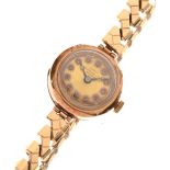 Buren - Lady's 9ct gold wristwatch, retailed by Parsons Ltd, Bristol, cellular Arabic dial, original