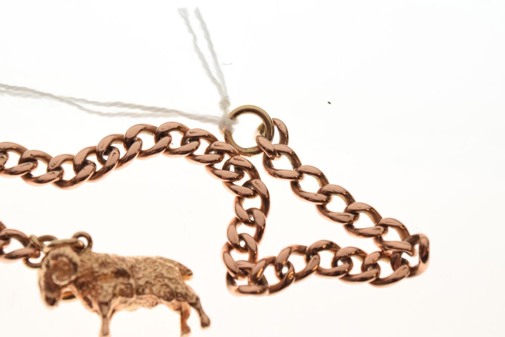 9ct gold curb link bracelet with cast goat or ram charm, 17.5g approx Condition: ** Due to current - Image 6 of 6