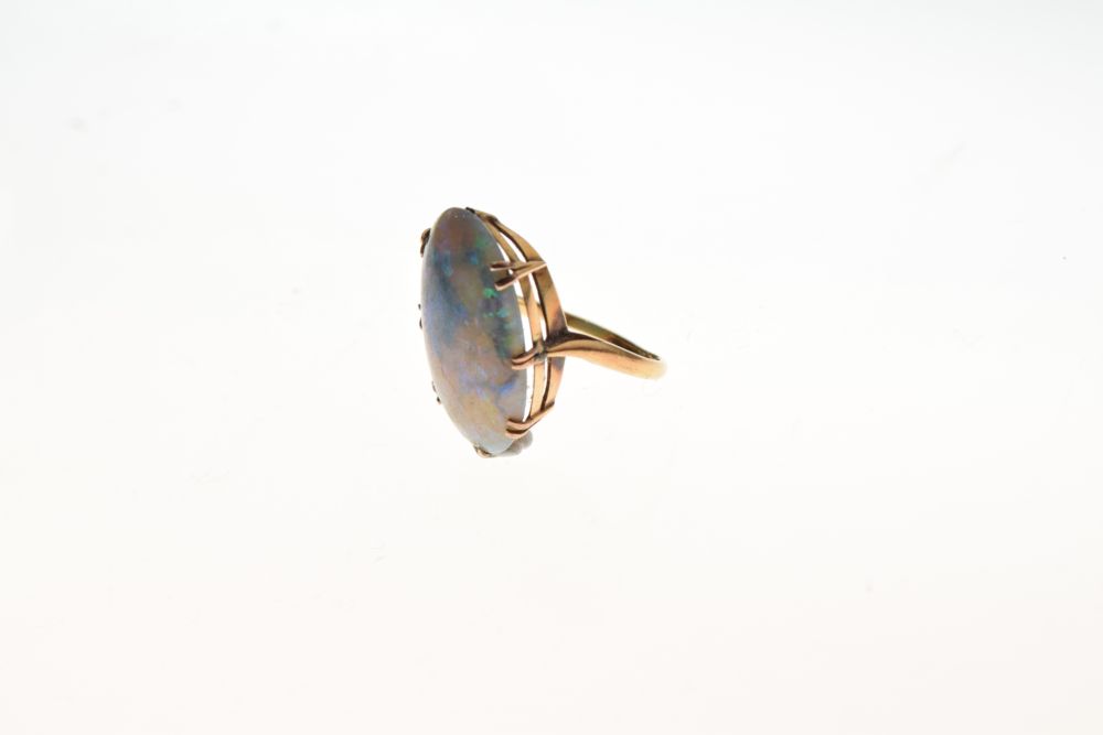 18ct gold and opal dress ring, the opal cabochon measuring approximately 22mm x 15mm, unsized (shank - Image 3 of 5