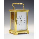 Bayard - Brass-cased carriage timepiece with eight day movement, 11.5cm high excluding handle