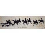 Hunting Interest - Vera Bawden (Early 20th Century) -Silhouette of a hound pack and riders