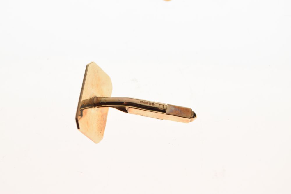 Cased pair of 9ct gold cufflinks, each with engraved canted oblong panel, together with a matching - Image 6 of 6