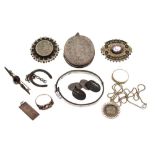 Assorted silver and white metal jewellery to include a Victorian Aesthetic period silver brooch