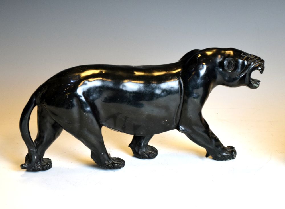 African carved stone figure of a panther, inscribed Ngoni verso, 35cm long Condition: Chip to - Image 2 of 10