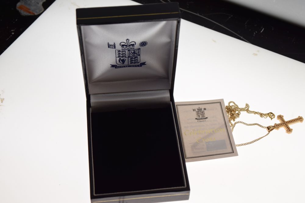 Royal Mint 9ct gold Celebration Cross, 'set with guaranteed quarter carat of diamonds', with fine - Image 7 of 7