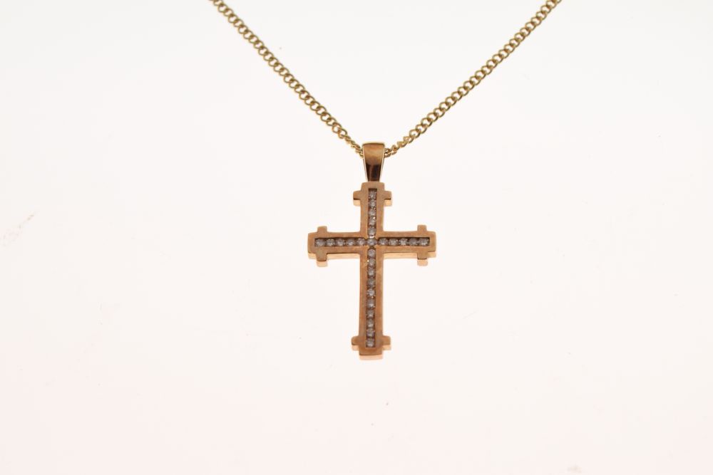 Royal Mint 9ct gold Celebration Cross, 'set with guaranteed quarter carat of diamonds', with fine - Image 2 of 7