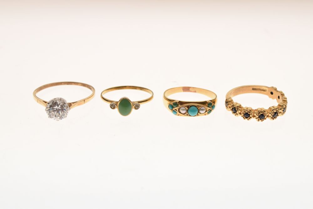 Four various 9ct gold and yellow metal dress rings (two marked 9ct), 8.6g gross approx (4) - Image 2 of 6