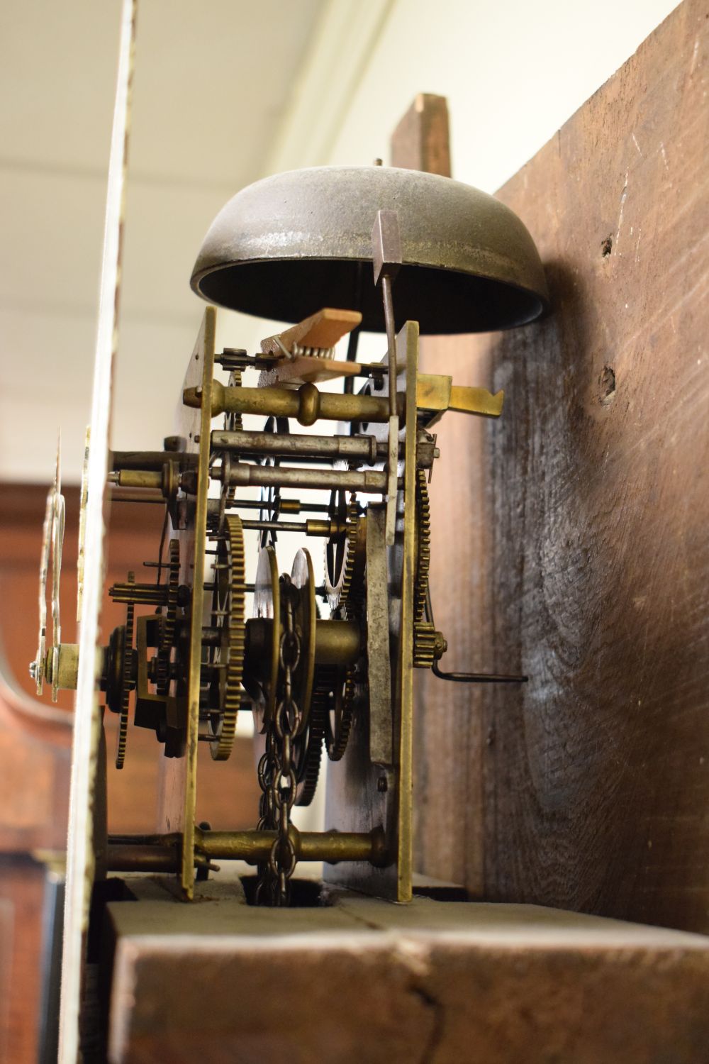 Early 19th Century oak and mahogany cased 30-hour painted dial longcase clock, David Smith, - Image 8 of 9