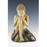 Stoneware figure of Buddha, 39cm high Condition: Minor losses to extremities of base. Ceramics &