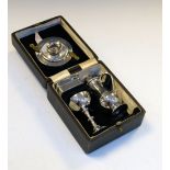 George VI silver four pieced cased travelling communion set, Sheffield 1942-1945, 185g approx