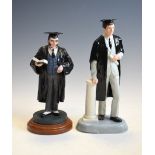 Royal Doulton 'The Graduate' HN3017 and another cast resin figure of a Schoolmaster Condition: We