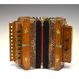 German single row ten button diatonic accordion melodeum by Handels, case with brass decoration of