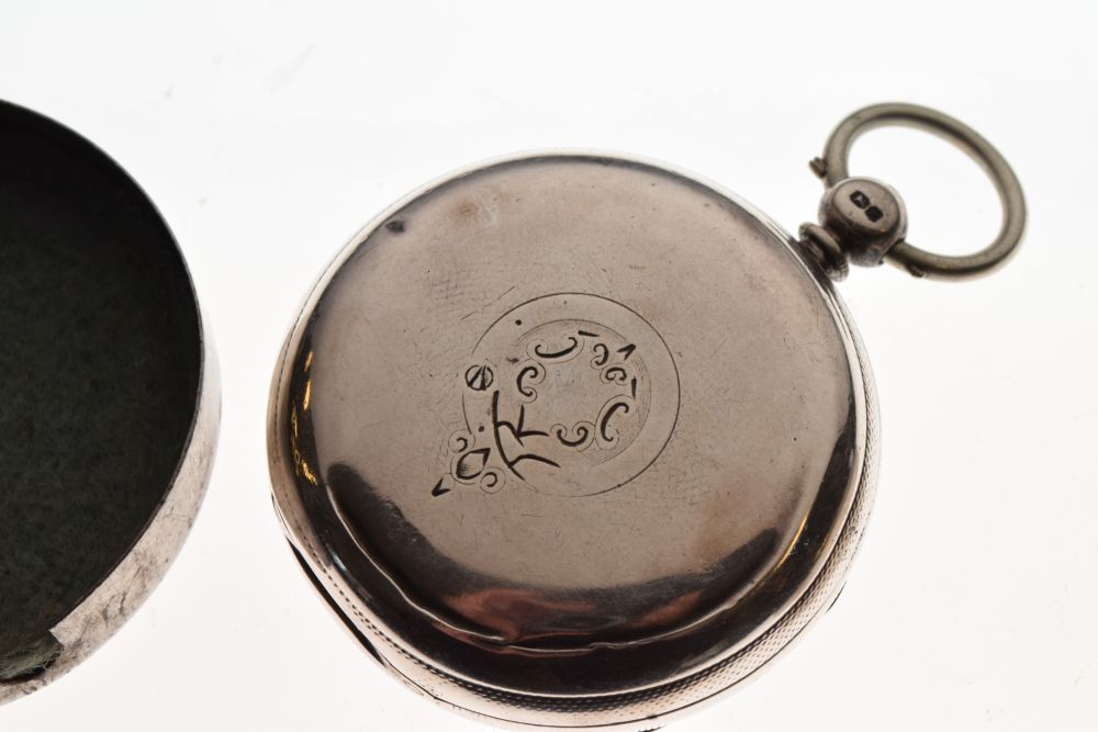 Welsh Interest - Victorian silver-cased open-face pocket watch, R. Moretti, Cardiff, white Roman - Image 5 of 9