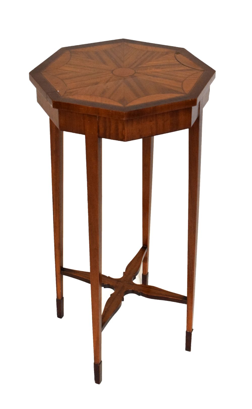 Edwardian satinwood occasional table or stand, 35cm diameter x 70cm high Condition: Losses to veneer