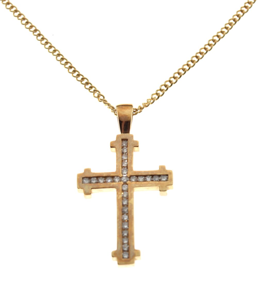 Royal Mint 9ct gold Celebration Cross, 'set with guaranteed quarter carat of diamonds', with fine