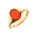 Gentleman's 9ct signet ring set oval carnelian matrix, Birmingham 1963, size P, 3.5g gross approx