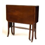 Early 20th Century mahogany Sutherland table having ebony and boxwood stringing and crossbanding,