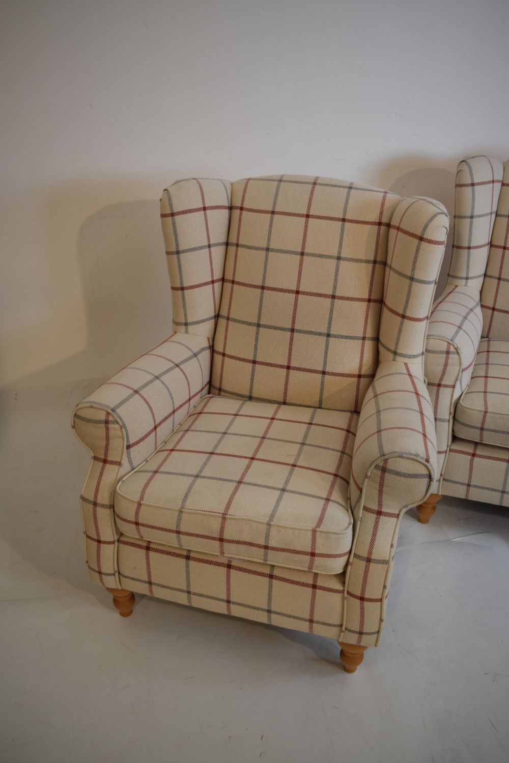 Two Next wing back armchairs Condition: Would benefit from a light clean - **Due to current lockdown - Image 2 of 8