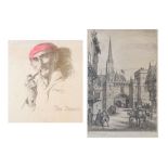 Selection of pencil drawings by Pegg, early 20th Century engravings, etc Condition: Losses, numerous