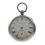 Welsh Interest - Victorian silver-cased open-face pocket watch, R. Moretti, Cardiff, white Roman