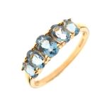 9ct dress ring set five graduated blue topaz-coloured stones, size P, 2.2g gross approx