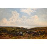 Benjamin Williams Leader (1831-1923) - Oil on panel - Coastal moorland, signed lower left, 22.5cm