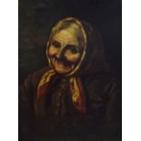 Manner of Edwin Harris (1855-1906) - Oil on board - Portrait of an elderly woman, unsigned, 35cm x