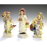 Pair of Staffordshire pearlware figures of Jupiter and Juno, together with a figure of a young