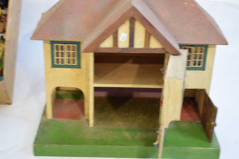Vintage wooden children's dolls house, together with a selection of various styled house furniture - Image 2 of 7