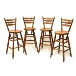 Set of four bar stools Condition: Signs of water and light damage to all chairs, one with splashes