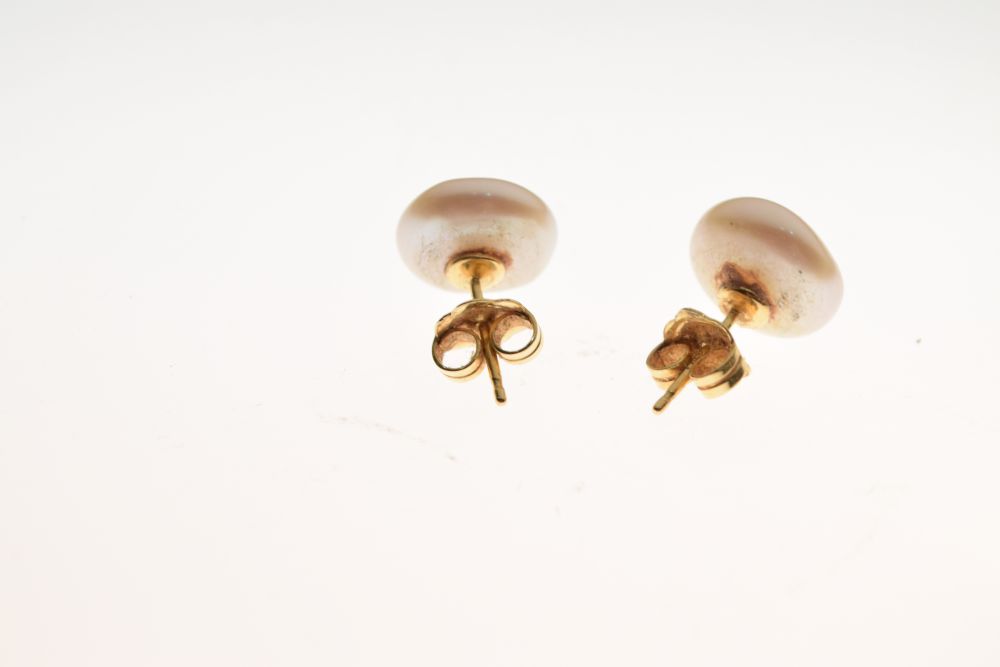 18ct gold and 'blister pearl'-set pendant, together with a similar pair of ear studs stamped 750, - Image 4 of 4