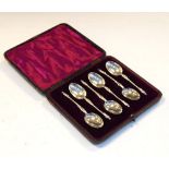 Cased set of six Victorian silver apostle top teaspoons, London 1889, 66g approx Condition: Some