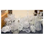 Quantity of good quality cut glass to include; decanters, claret jug, bowls, etc Condition: We